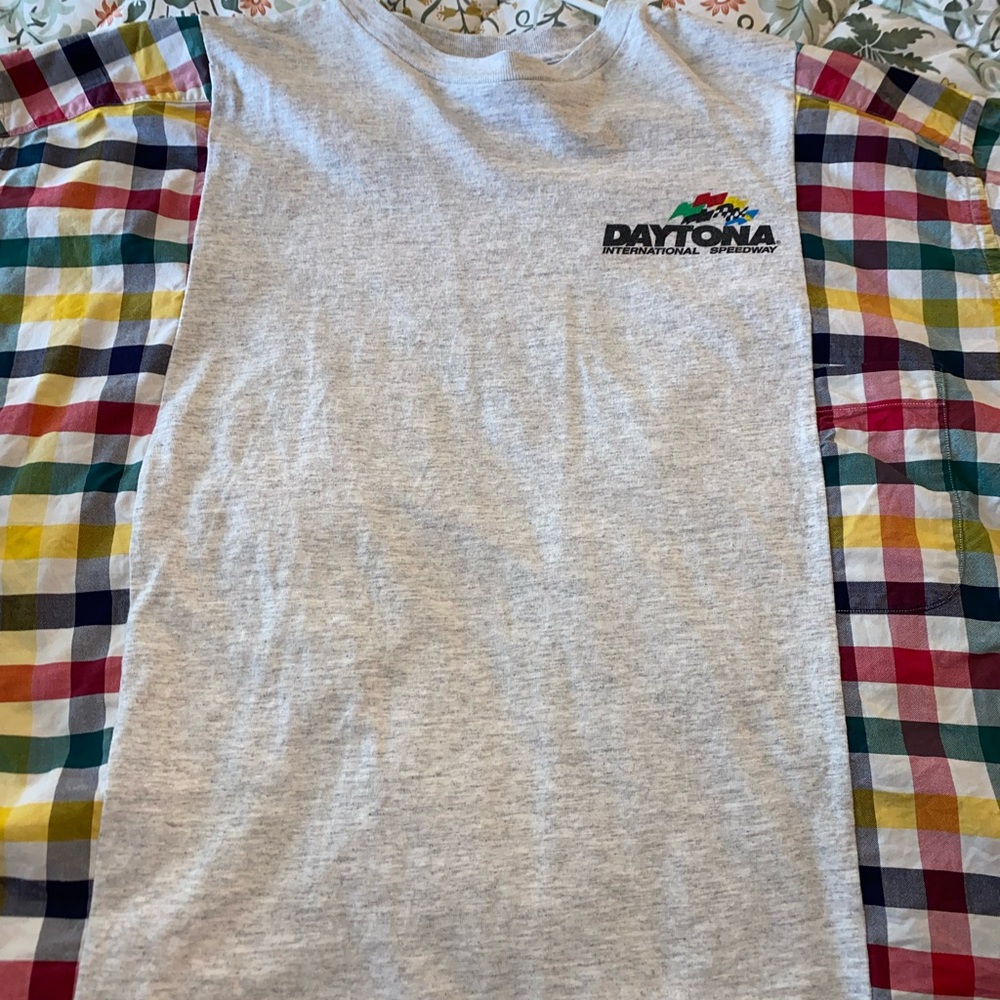 Handmade Daytona Checkered T-Shirt - Gray and Multicolor